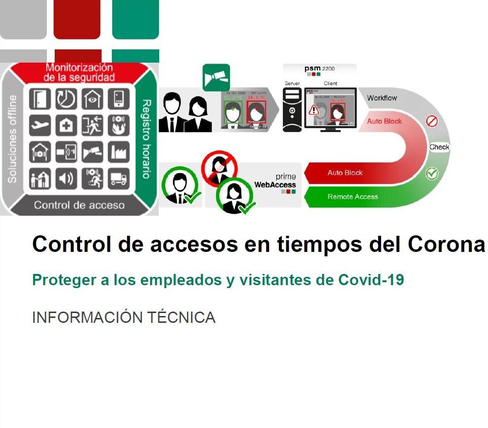 Folleto con información técnica sobre el control de acceso y Covid-19