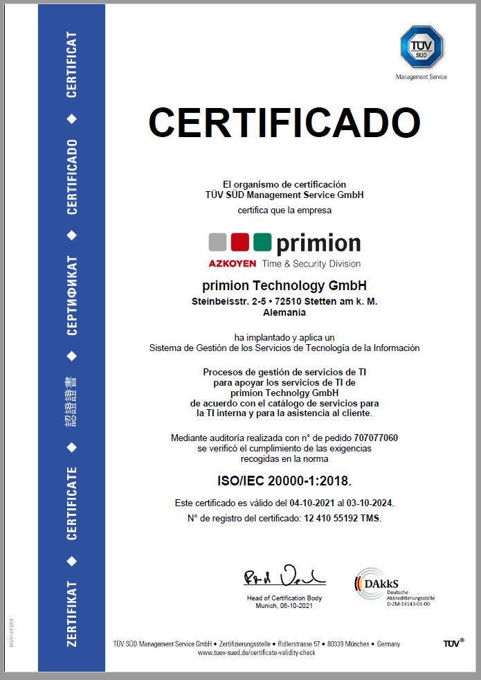 Certificado ISO/IEC 20000-1:2018